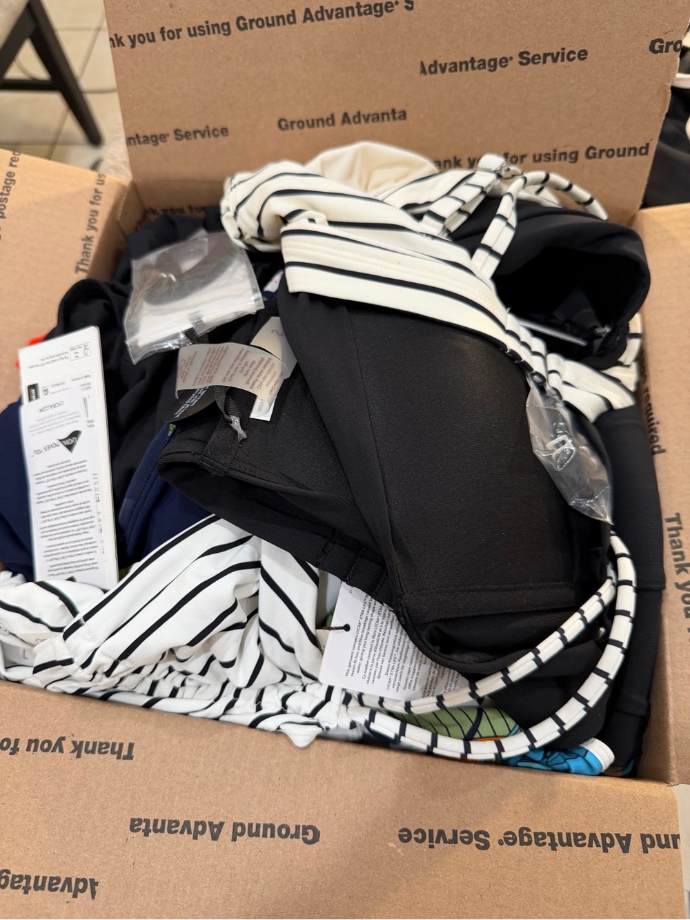 CALIA by Carrie Underwood Black and White Striped Bikini Set